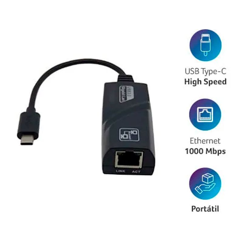 adaptador rede multi usb tipo-c x tj45 1000mbps wi423 (mp)