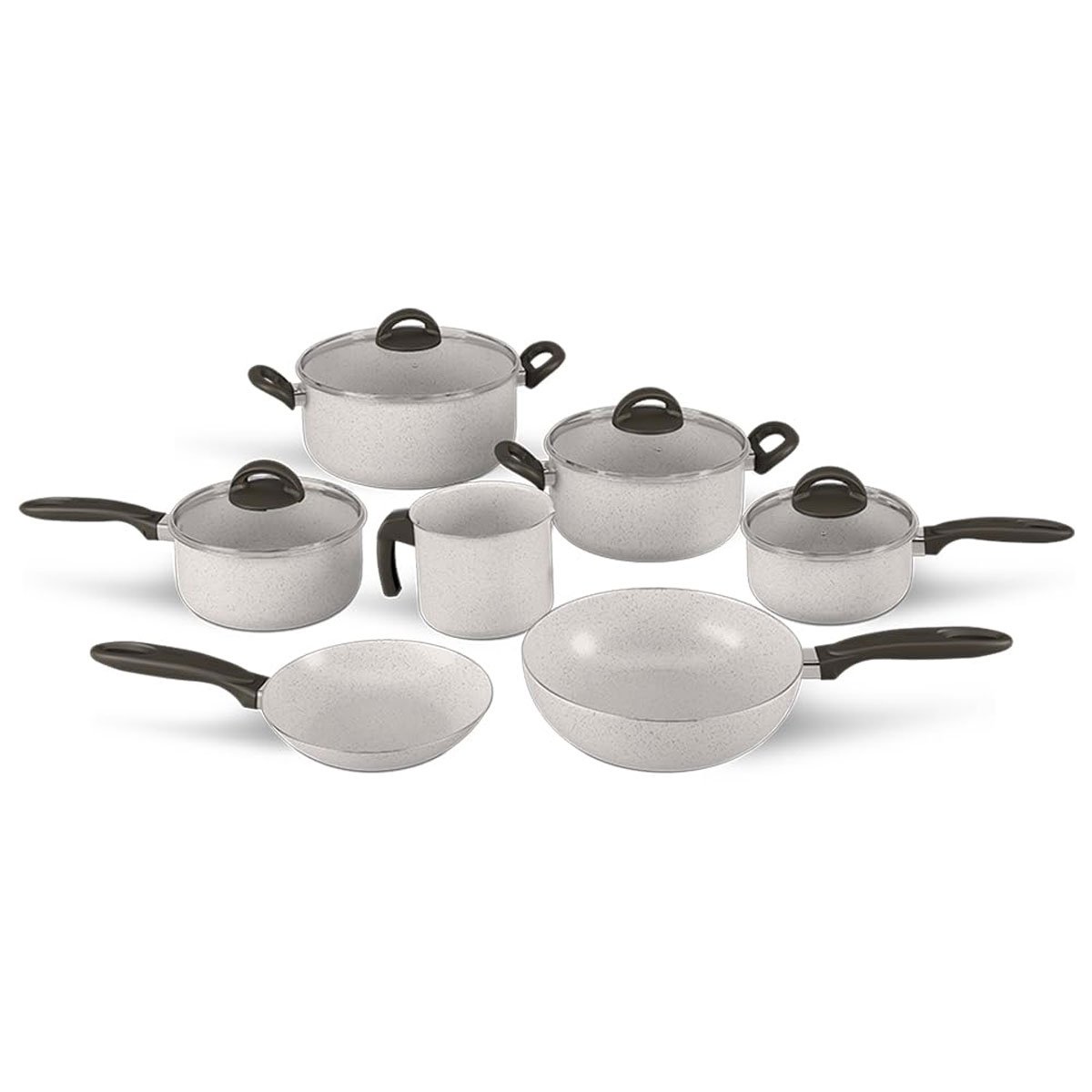Jogo de Panelas 7 Peças Brinox Ceramic Suprema Vanilla