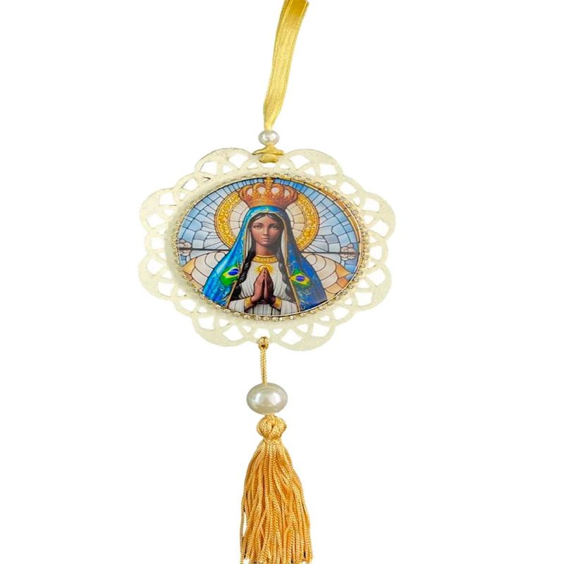 mandala nossa senhora aparecida santorine dourada com strass (mp)