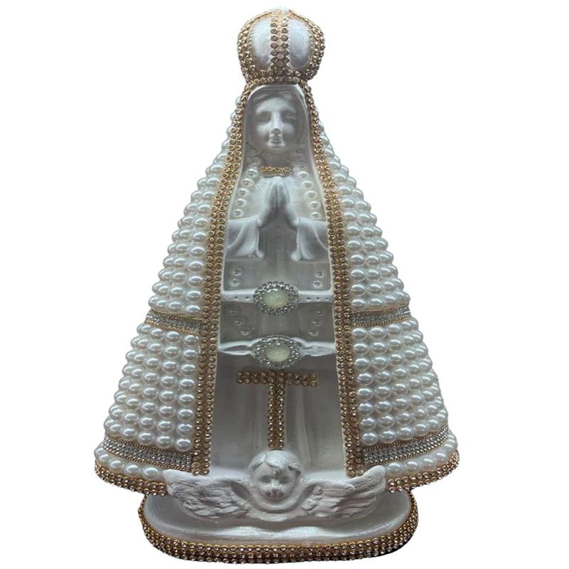 imagem nossa senhora aparecida santorine perola branca 30cm (mp)