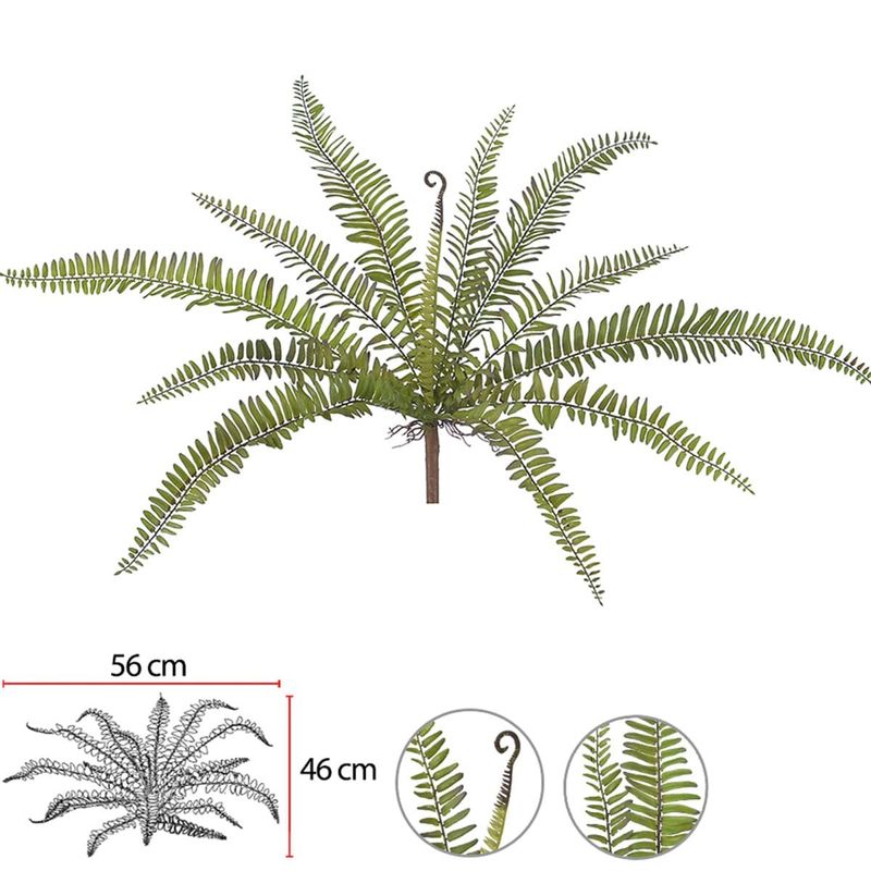 planta artificial samambaia florarte 49cm com print verde (mp)