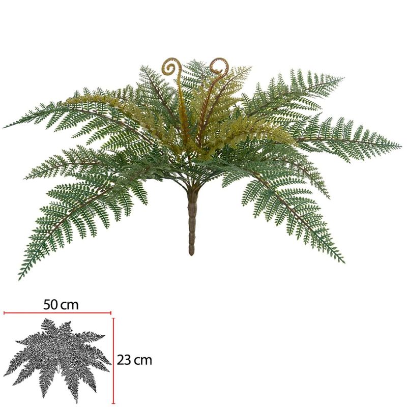 planta artificial samambaia florarte x17 42cm com print verde (mp)