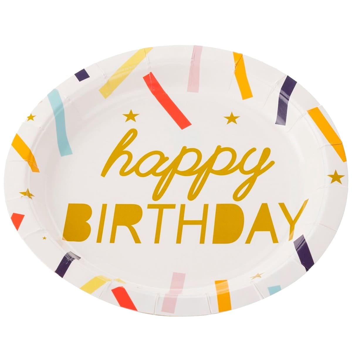 Prato de Papel Happy Birthday confetes 18 cm- 10 unidades SilverFestas