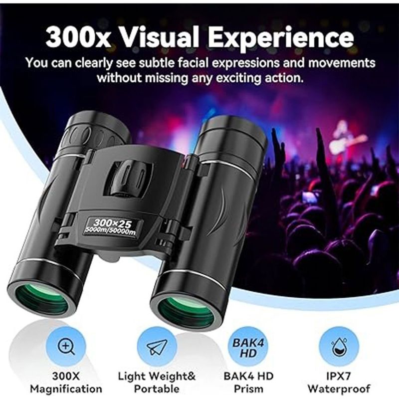 mini binóculos jivcok de bolso à prova d'água 300x25 preto a-bi