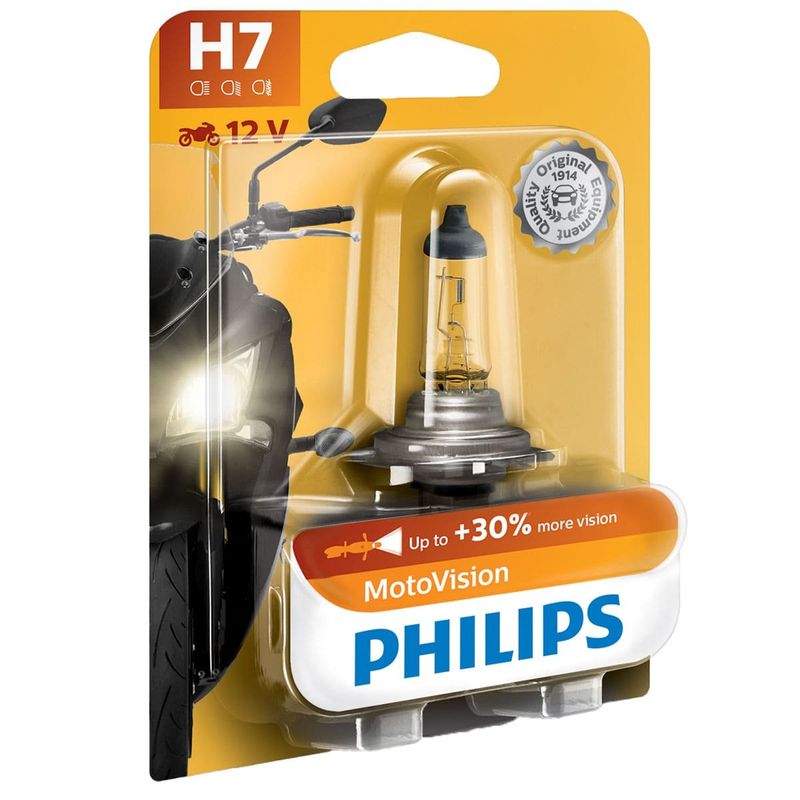 lâmpada para farol philips h7 12v 55w motovision (mp)