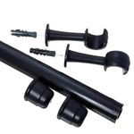 kit varão para cortina 28mm couselo 2,5m preto fosco (mp)