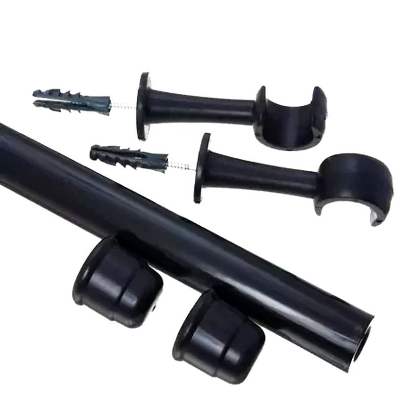 kit varão para cortina 28mm couselo 2,5m preto fosco (mp)
