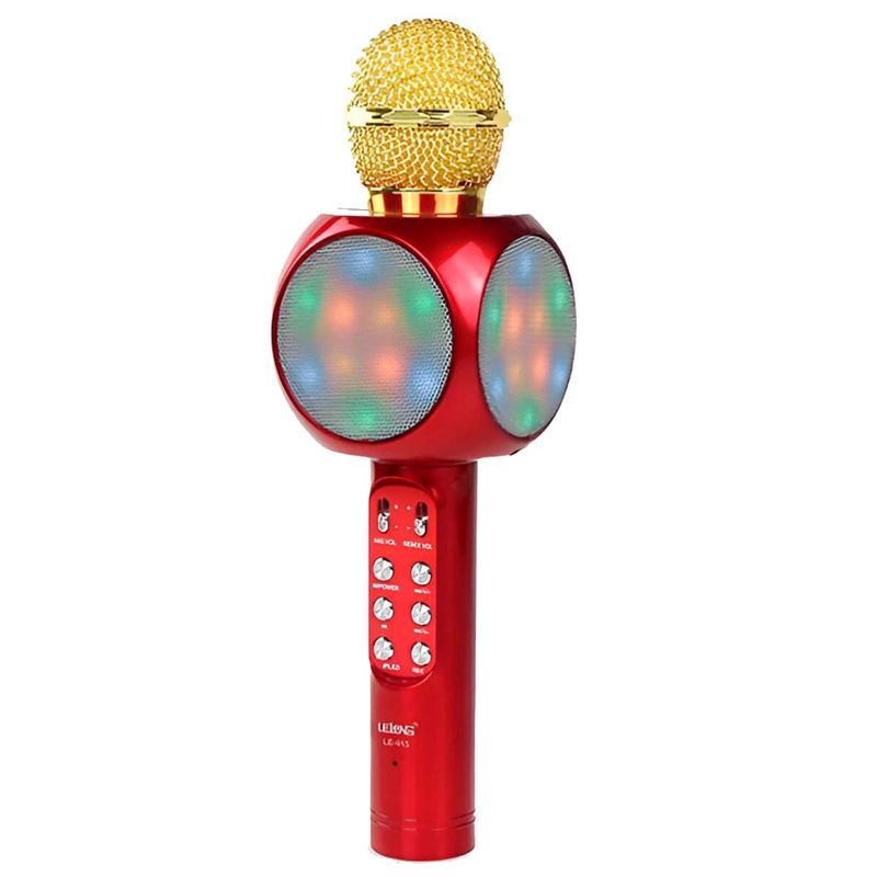 microfone lelong karaokê bluetooth vermelho le-915 (mp)
