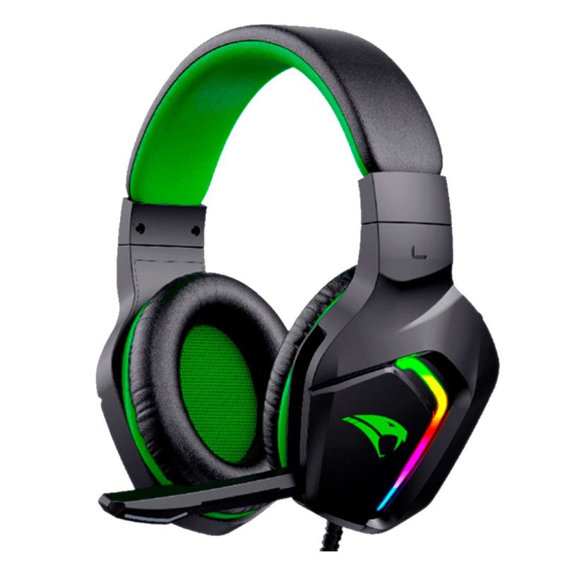 headset gamer viper pro rgb naja usb preto e verde (mp)