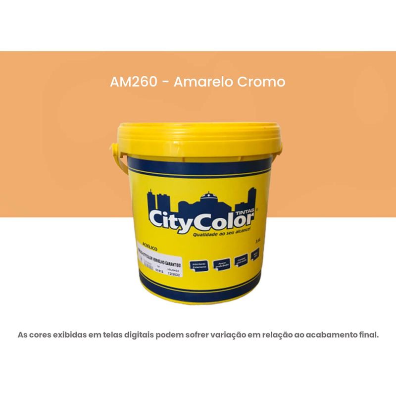 tinta acrílica citycolor econômica fosco amarelo cromo 3,6 litros 064am260 (mp)