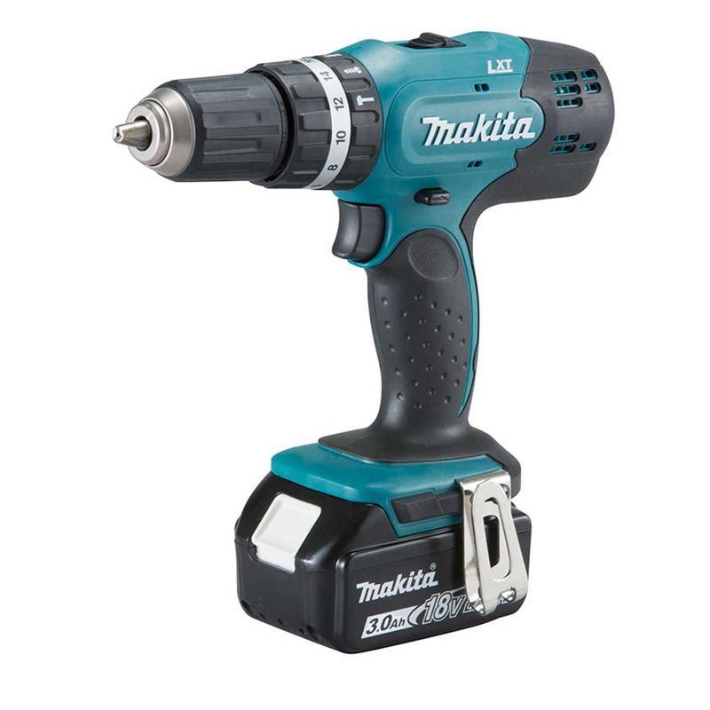 combo makita parafusadeira/furadeira + soprador de ar a bateria 18v 3.0ah kit dhp453sfx8+dub183z (mp)