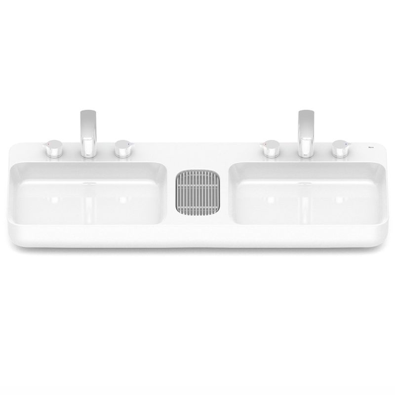 cuba de apoio roca infinity quadrada com mesa 110x42cm - branca (mp)