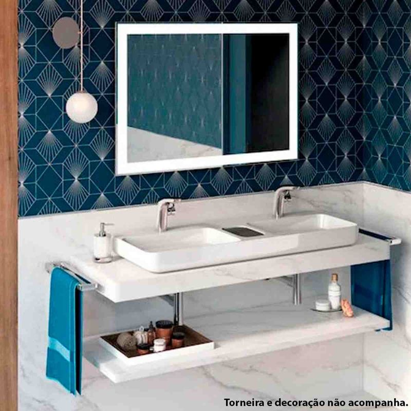 cuba de apoio roca infinity quadrada com mesa 110x42cm - branca (mp)