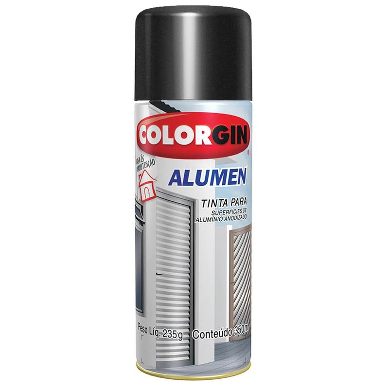 tinta spray colorgin alumen 350ml preto fosco - 773 (mp)