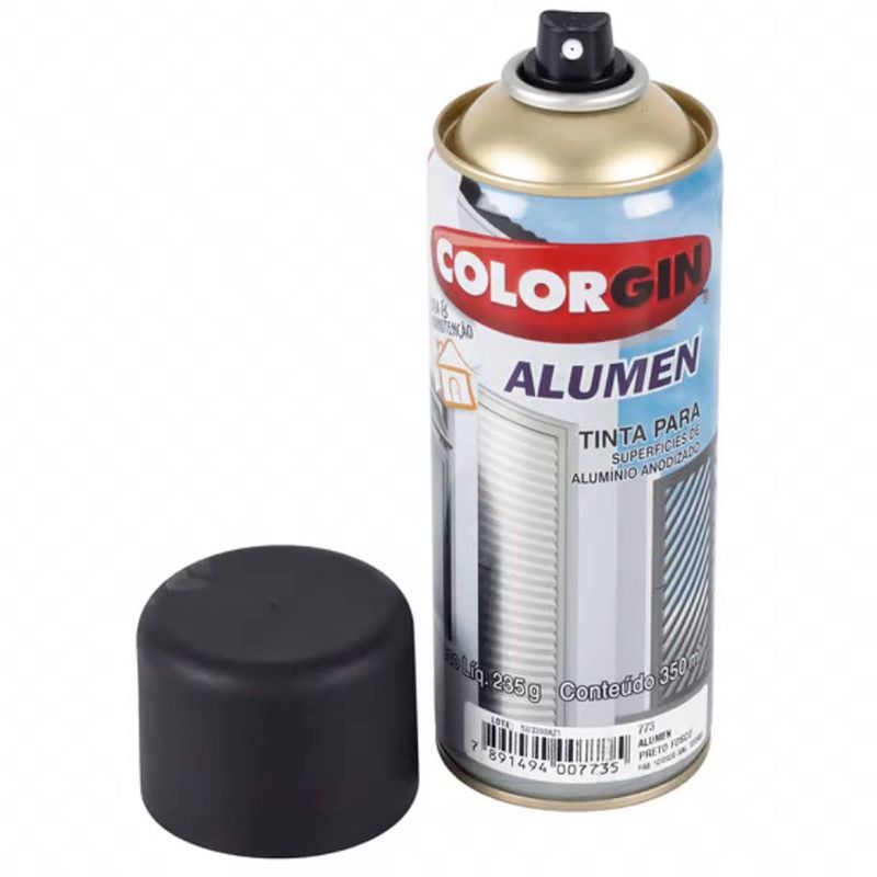 tinta spray colorgin alumen 350ml preto fosco - 773 (mp)