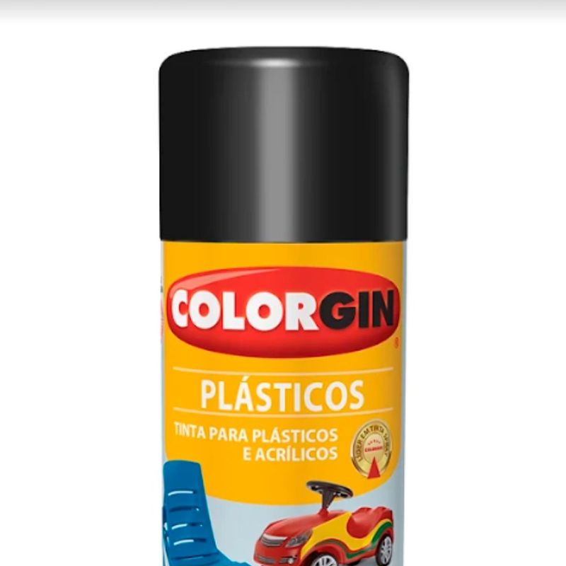 tinta spray colorgin para plástico 350ml preto fosco - 1511 (mp)