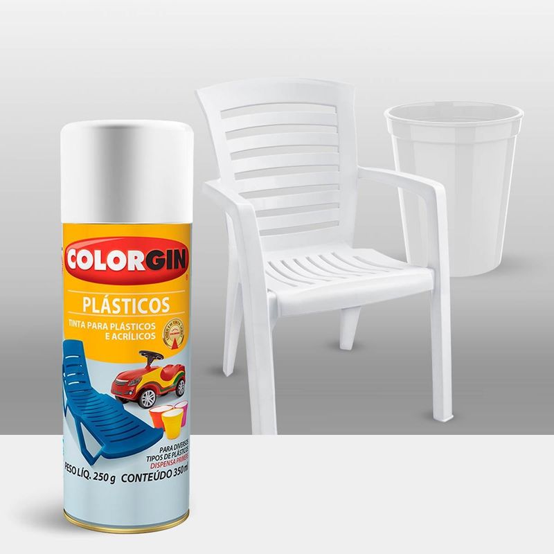 tinta spray colorgin para plástico 350ml branco brilhante - 1501 (mp)