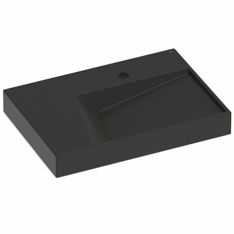 cuba de sobrepor roca geometric horizon quadrada com mesa 60x48cm - onix (mp)