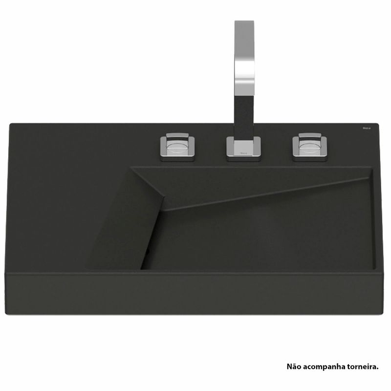 cuba de sobrepor roca geometric horizon quadrada com mesa 60x48cm - onix (mp)