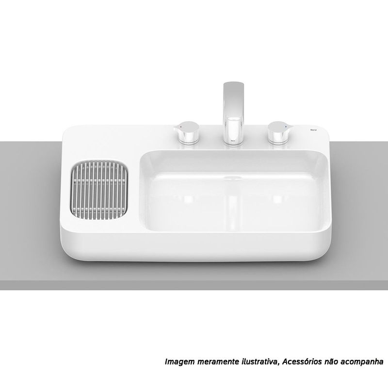cuba roca de apoio retangular com mesa 60x42cm infinity branca (mp)