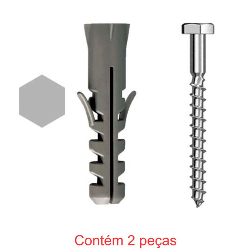 parafuso sextavado sforplast rosca soberba 5/16x65 + bucha plástica com aba 12mm 2 peças (mp)