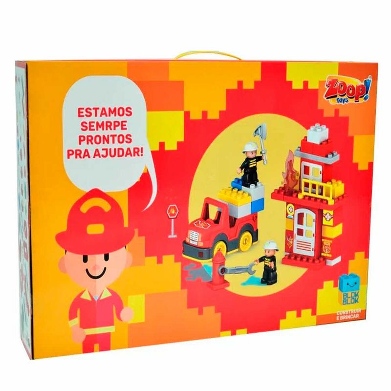 bloco de montar zoop toys 56 peças bombeiro (mp)