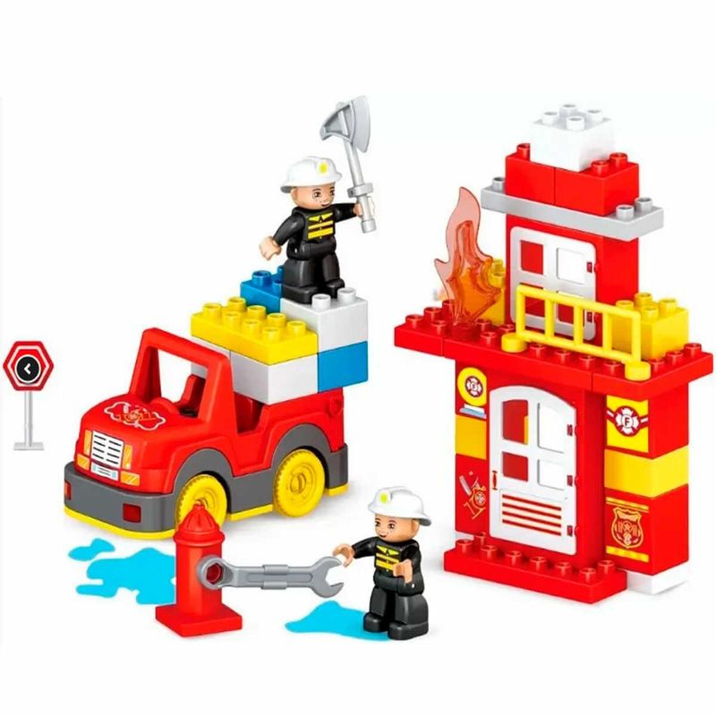 bloco de montar zoop toys 56 peças bombeiro (mp)