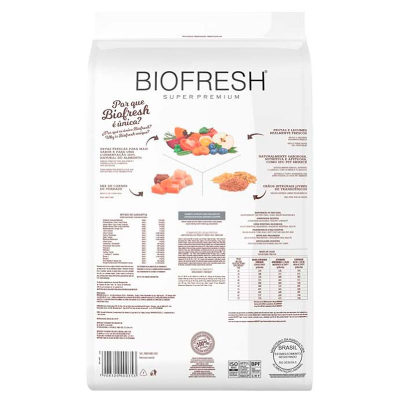 ração biofresh cães castrados raças pequenas e mini mix de carnes 3kg (mp)