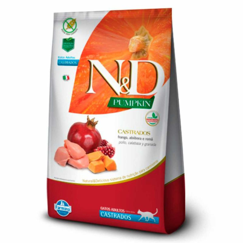 ração n&d pumpkin gatos adultos castrado frango 1,5kg (mp)