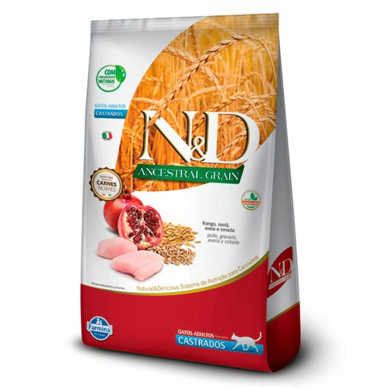 ração n&d ancestral grain gatos adultos castrado frango 7,5kg (mp)