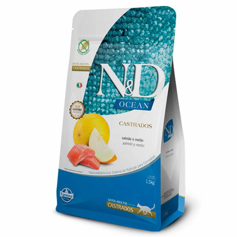 ração n&d ocean gatos adultos castrado salmão 7,5kg (mp)
