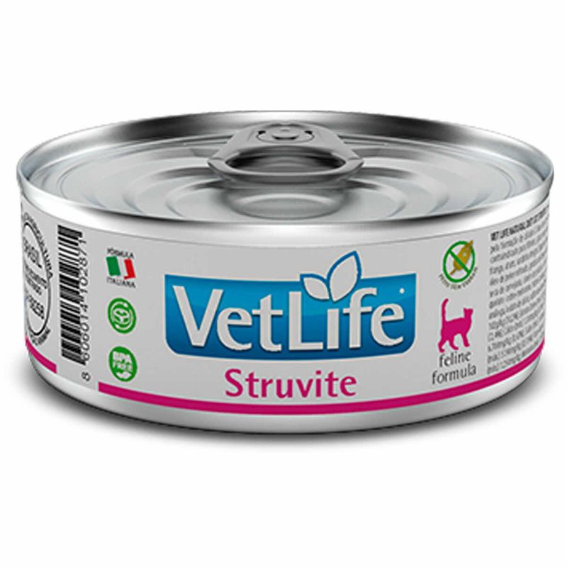 ração úmido vet life gatos adultos struvite frango 85g (mp)