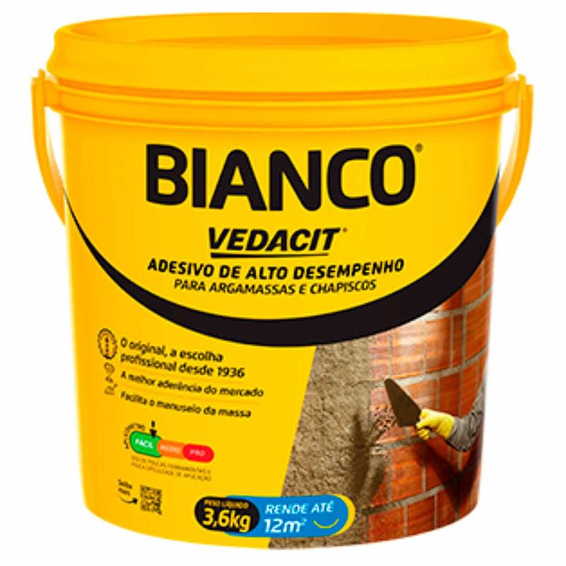 aditivo para chapisco bianco 3,6kg branco - vedacit (mp)