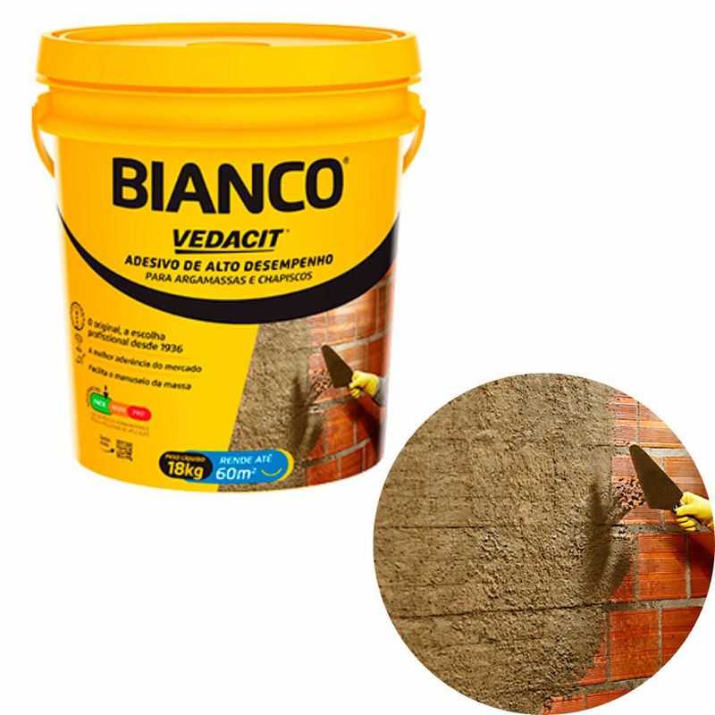 aditivo para chapisco bianco 18kg branco - vedacit (mp)