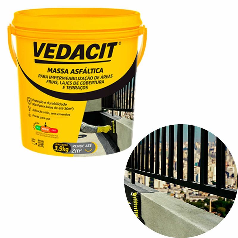 massa asfáltica impermeabilizante 3,9kg - vedacit (mp)