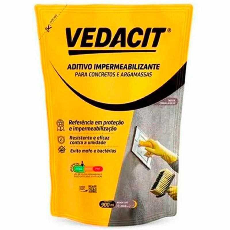aditivo impermeabilizante concretos e argamassas 900ml - vedacit (mp)