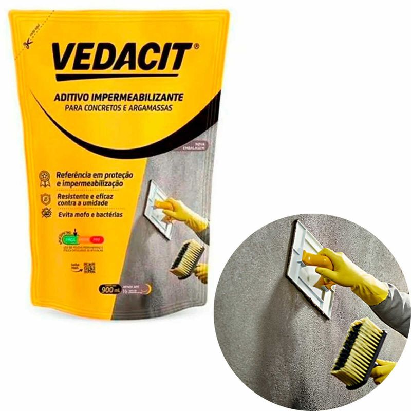 aditivo impermeabilizante concretos e argamassas 900ml - vedacit (mp)