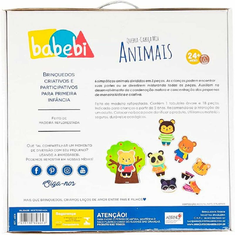 quebra-cabeça babebi mix animais (mp)