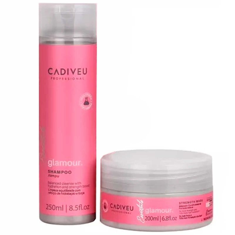 kit shampoo e máscara fortalecedora cadiveu professional essentials glamour 3x mais força (mp)
