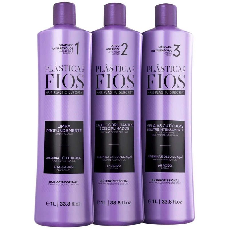 kit plástica dos fios cadiveu professional shampoo + ativo antifrizz + máscara 1l (mp)