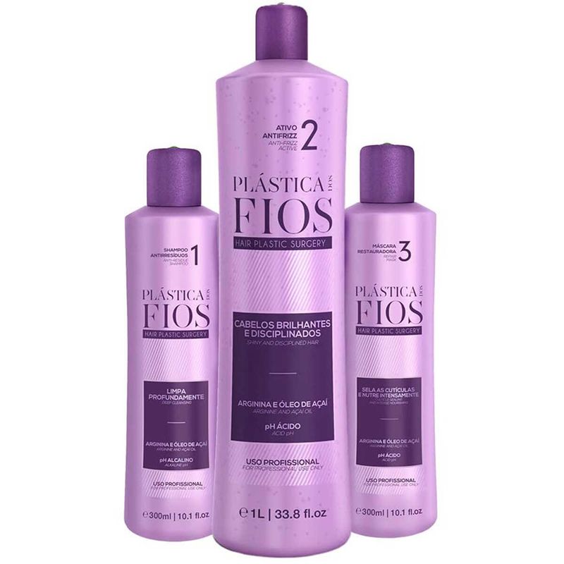 kit plástica dos fios cadiveu professional shampoo 300ml + ativo antifrizz 1l + máscara 300ml (mp)