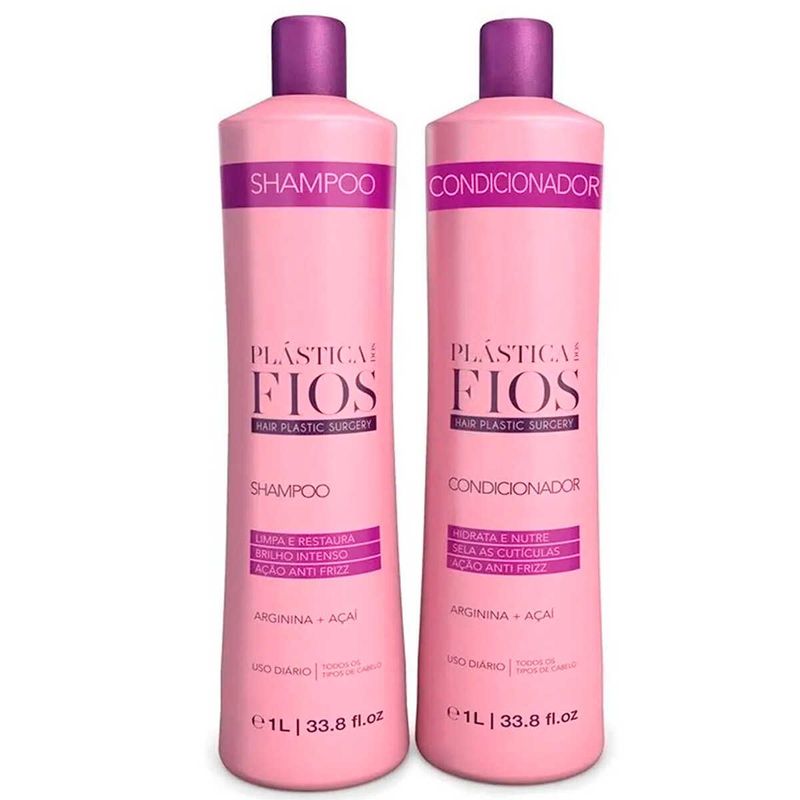 kit plástica dos fios cadiveu professional shampoo + condicionador 1l (mp)