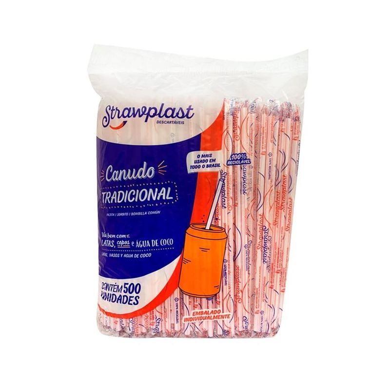 canudo sachê strawplast 5mm tradicional pacote com 500 unidades (mp)