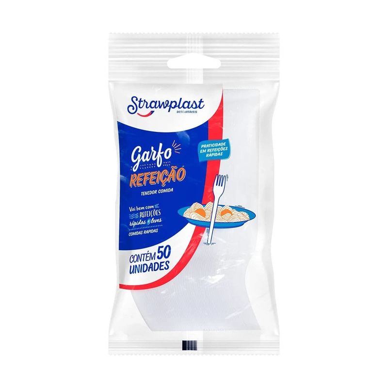 garfo descartável strawplast pacote com 50 unidades branco (mp)