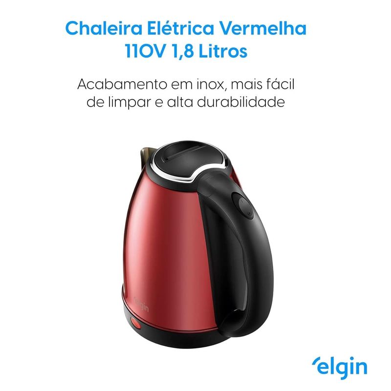 chaleira elétrica elgin 127v 1,8l vermelha (mp)