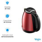 chaleira elétrica elgin 127v 1,8l vermelha (mp)
