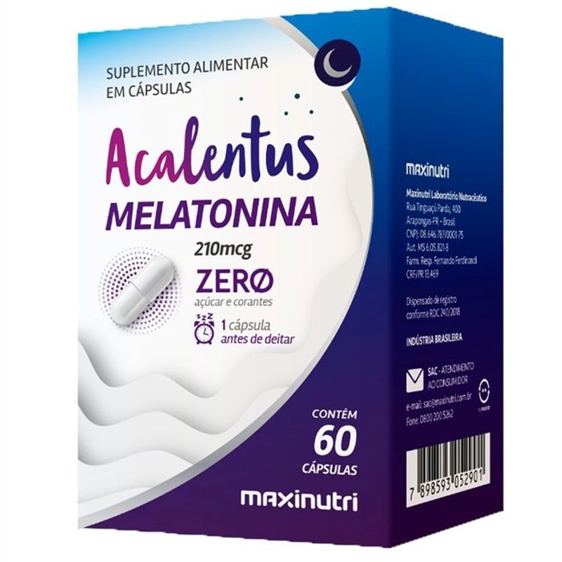 acalentus melatonina 60 cápsulas maxinutri