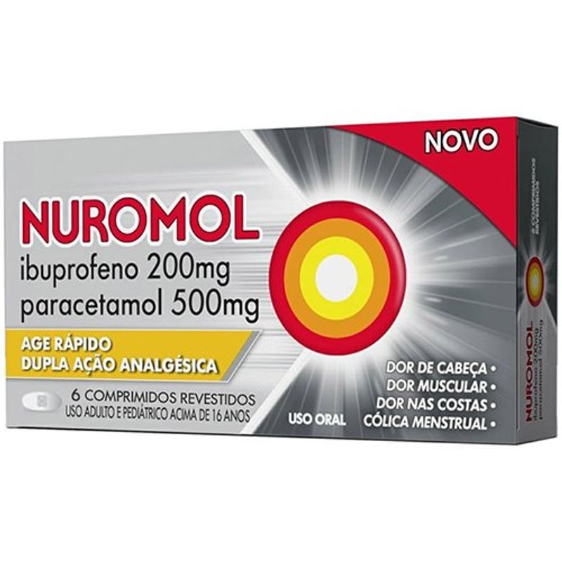 nuromol 200+500mg 6 comprimidos revestidos reckitt benckiser referência