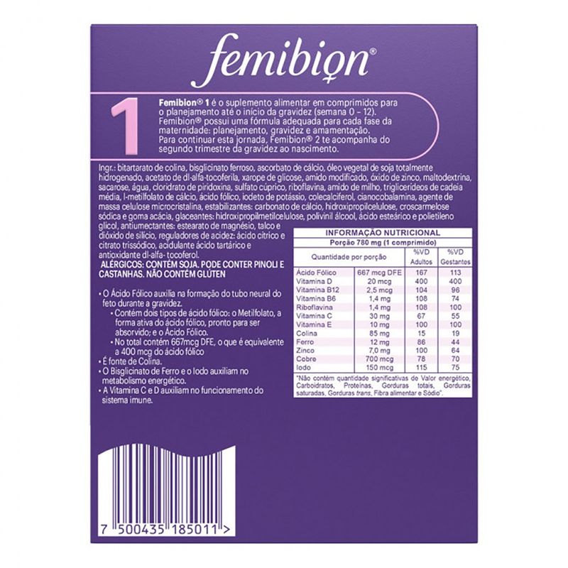femibion 1 planejamento e início da gravidez 28 comprimidos