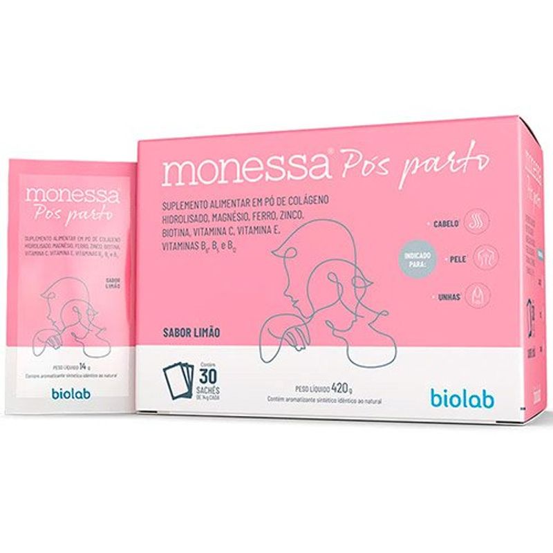 monessa pós parto 30 sachês sabor limão biolab